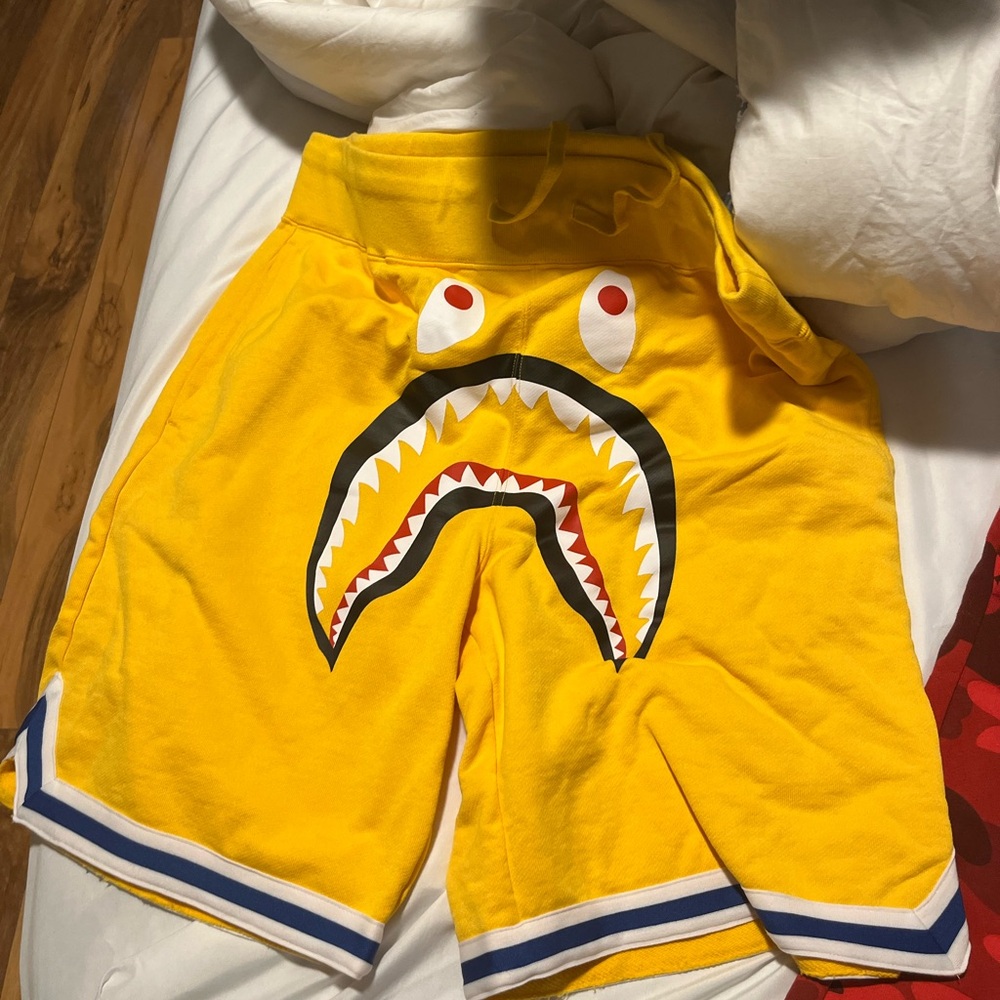 Bape shark shorts yellow . Mint condition.